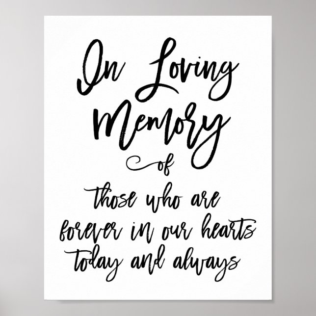 Stilfullt handskrivet 'In loving memory'-skylt Poster (Framsidan)