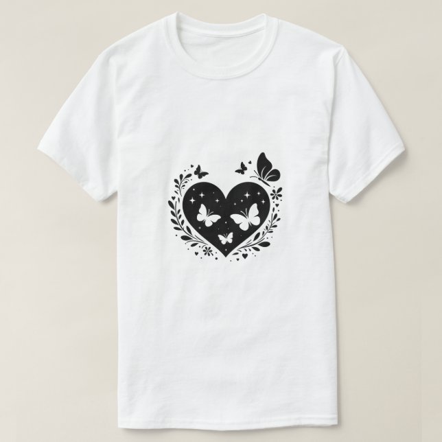 Stilfullt hjärta och svart presentidé t shirt (Design framsida)
