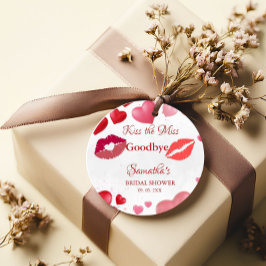 Stilfullt Kiss Miss Goodbye Röda Läppar Bröllopsfe Gåvor Etiketter