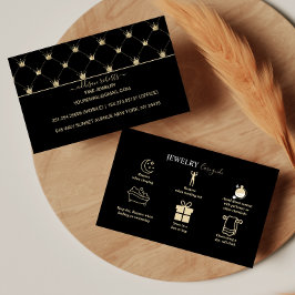 Stilfullt kronmönster Svart Guld Smycken Skötsel  Visitkort