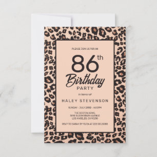 Stilfullt Leopardsdjurs Tryck Trendig 86-årsdag Inbjudningar
