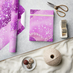 Stilfullt ljus magenta rosa glimmer glitter agat presentpapper