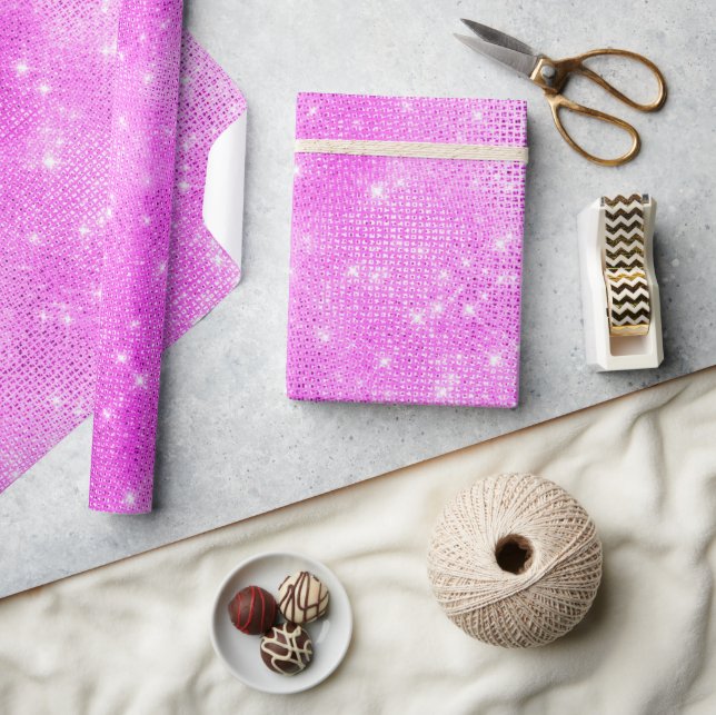 Stilfullt ljust magenta rosa glimmer glitter presentpapper (Hantverk)