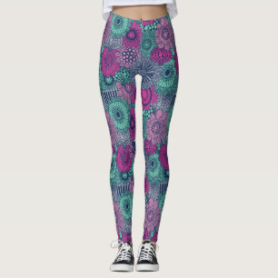 Stilfullt ljust mönster av ursnygga blommor leggings