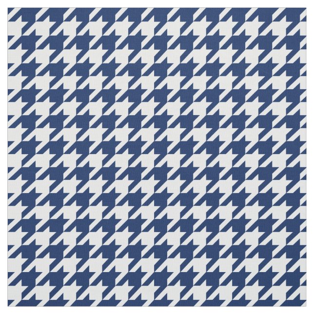 Stilfullt marinblått och vit jagar tandtyg tyg (Provkarta)