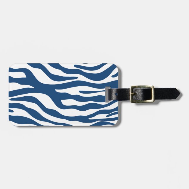 Stilfullt marinblått zebra tryckmönster bagagebricka (Horisontell Framsida)