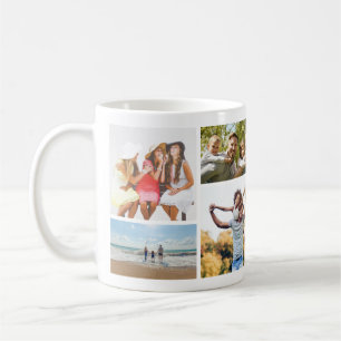 Stilfullt minne med 8 fotokollage kaffemugg
