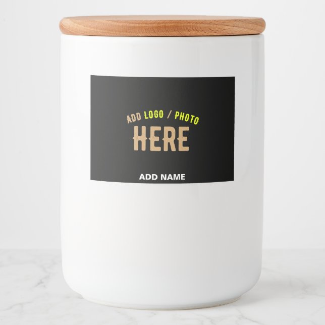 STILFULLT MODERNT ANPASSNINGSbart SVART VERIFIERAT Mat Etiketter (Framsida)