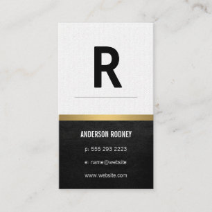 Stilfullt monogram med mönstrat läder guldtrimning visitkort