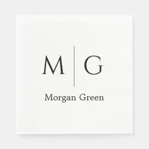 Stilfullt monogram med namn design vit pappersservett