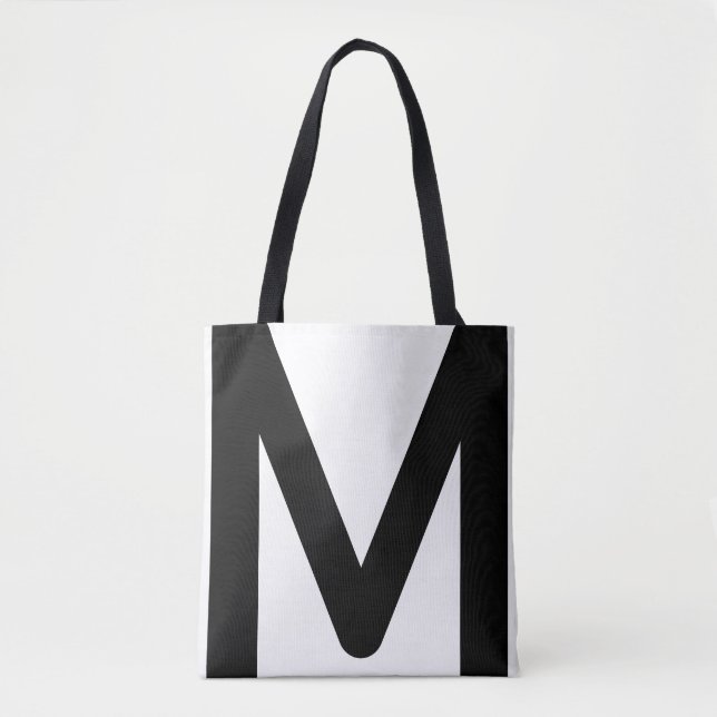 Stilfullt monogram på svart och vitt tygkasse (Framsida)