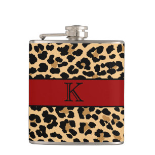 Stilfullt MonogramLeopardtryck & röd beställning Fickplunta