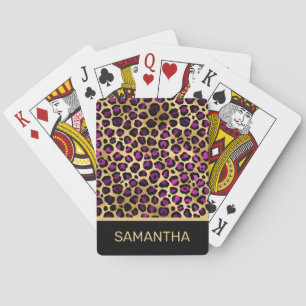 Stilfullt mörklila och guld folie leopardfläckar casinokort
