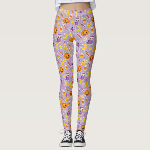 Stilfullt och gulligt Halloween lilamönster Leggings