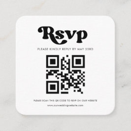 Stilfullt retro-svar med QR-kod för RSVP Tilläggskort