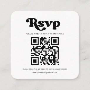 Stilfullt retro-svar med QR-kod för RSVP Tilläggskort