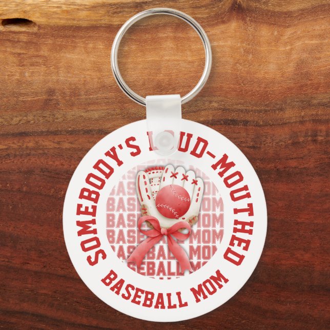 Stilfullt rolig HÖGLJUDD BASEBALL-MAMMA Nyckelring (Framsida)
