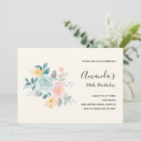 Stilfullt rosa & blått blomsterbukett - födelsedag