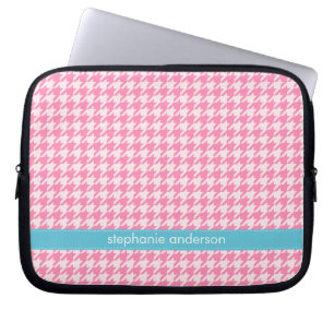 Stilfullt shock rosaHoundstooth mönster Laptop Sleeve