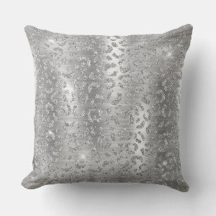 Stilfullt silver glitter vilda leopardfläckar möns kudde