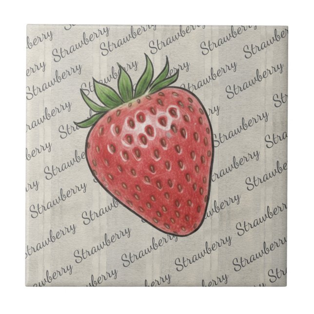 Stilfullt skripttextbaserat bakgrundsbär Strawberr Kakelplatta (Framsidan)