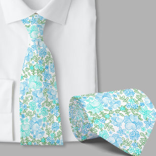 Stilfullt tealblått blommönstrat slips