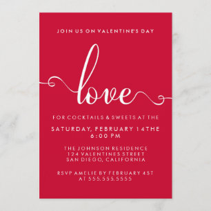 Stilfullt valentines dayparty "för kärlek" inbjudningar