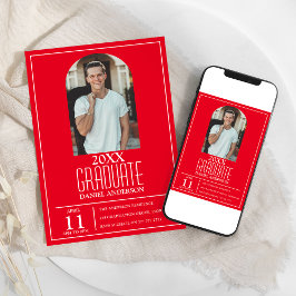 Stilfullt välvd fotobild examensinbjudan inbjudningar