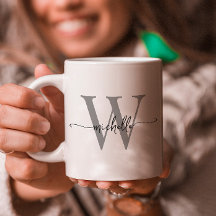 Stilfullt vitt monogramnamn kalligrafiskrift
