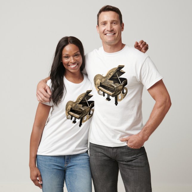 Stilid Line Art Sepia Piano T Shirt (Unisex)