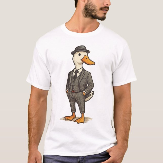 Stilig anka i kostym - Gentlemanankor T Shirt (Framsida)