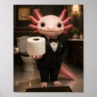 Stilig Axolotl Erbjuder Toalettpapper Poster