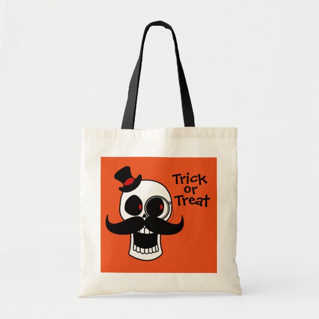 Stilig dödskalle trick-or-treat påse tygkasse (Framsidan)