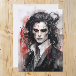 Stilig Drömsk Vampyr Lord Vattenfärg Design Julkort