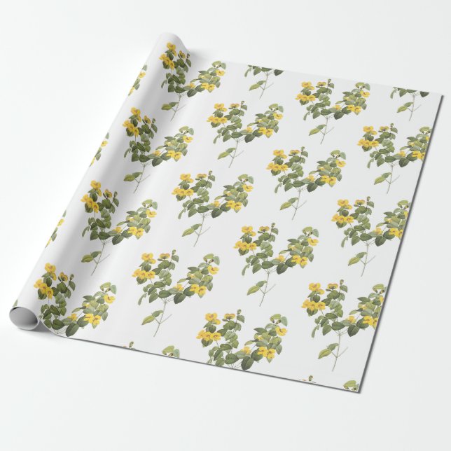 Stilig flatpea Blommönster Presentpapper (Utrullad)