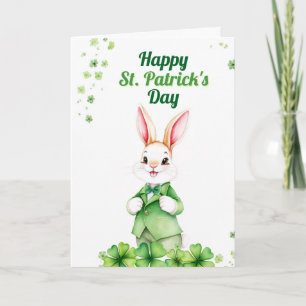 Stilig grön kanin med Shamrocks St Patrick's Day Kort