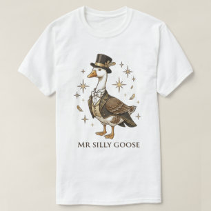 Stilig herr Silly Goose Brudgum Bröllupsillustrati T Shirt