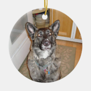 Stilig hundprydnad julgransprydnad keramik