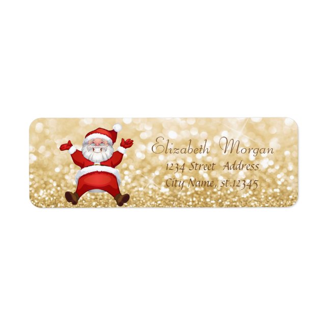 Stilig jul, tomte, glitter returadress etikett (Framsidan)