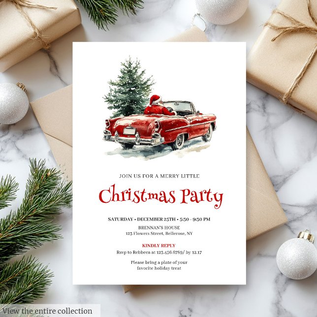 Stilig julgran från Santa - Inbjudan till kontorsf (Stylish Santa Pine Wreath Office Party Invitation

)