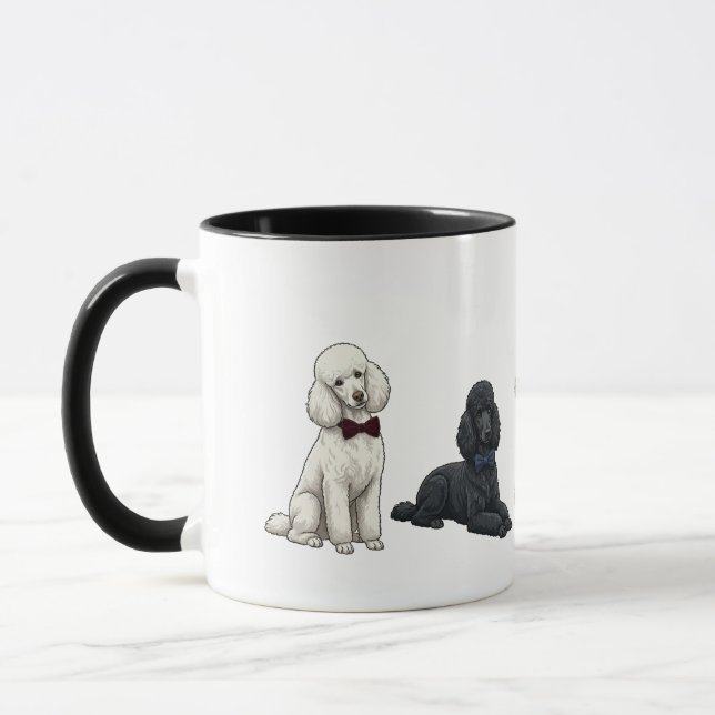 Stilig kopp för standard Poodles med fluga för hun (Vänster)