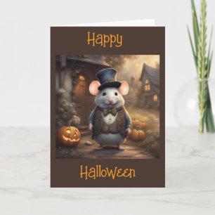 Stilig liten mus och Jac-o-lanternor Halloween Kort