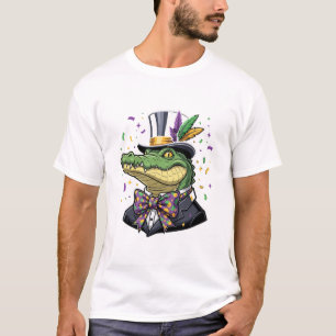 Stilig Mardi Gras-alligator i Smoking och Topphatt T Shirt