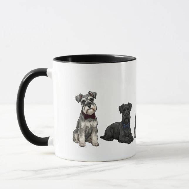 Stilig Miniature Schnauzer Fluga Hund Mugg (Vänster)