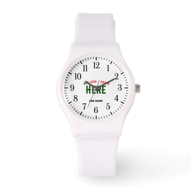 STILIG MODERN ANPASSNINGSBAR VIT VERIFIERAD VARUMÄ ARMBANDSUR (Framsida)