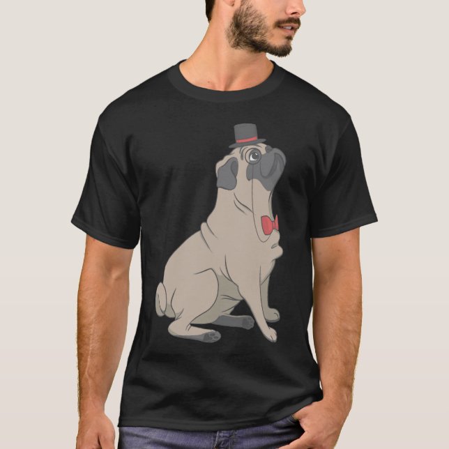 Stilig Mops Klassisk  339 T Shirt (Framsida)