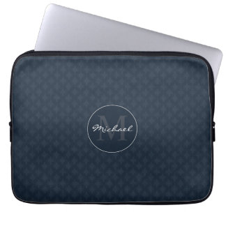 Stilig mörk marinblå personligMonogram Laptop Fodral