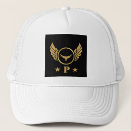 Stilig P Initial Tryckt Guld Flygande Örn Bild Keps
