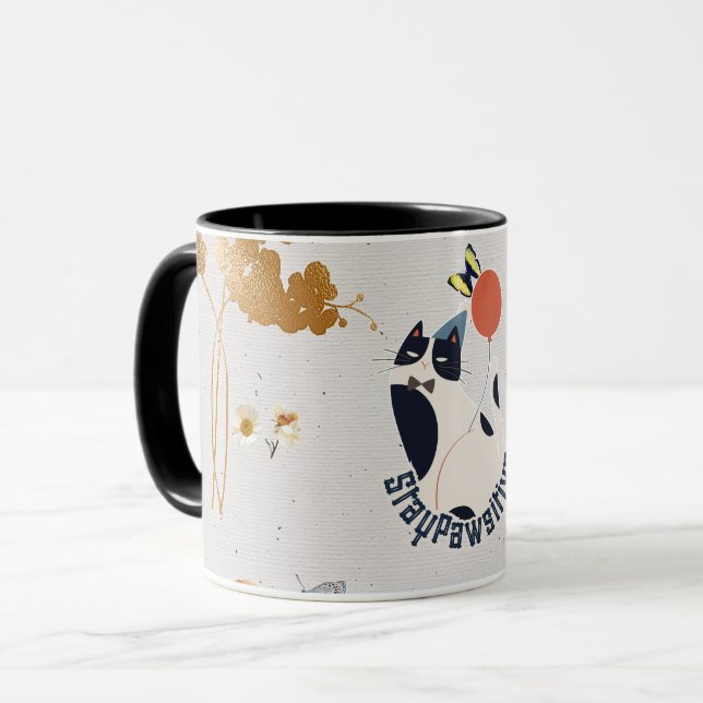 Stilig Smokingcattsfirande Kaffe- och Tekopp Mugg (Framsida vänster)