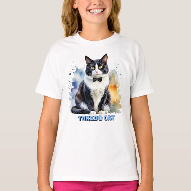 Stilig Smokingkatt T Shirt (Framsida)